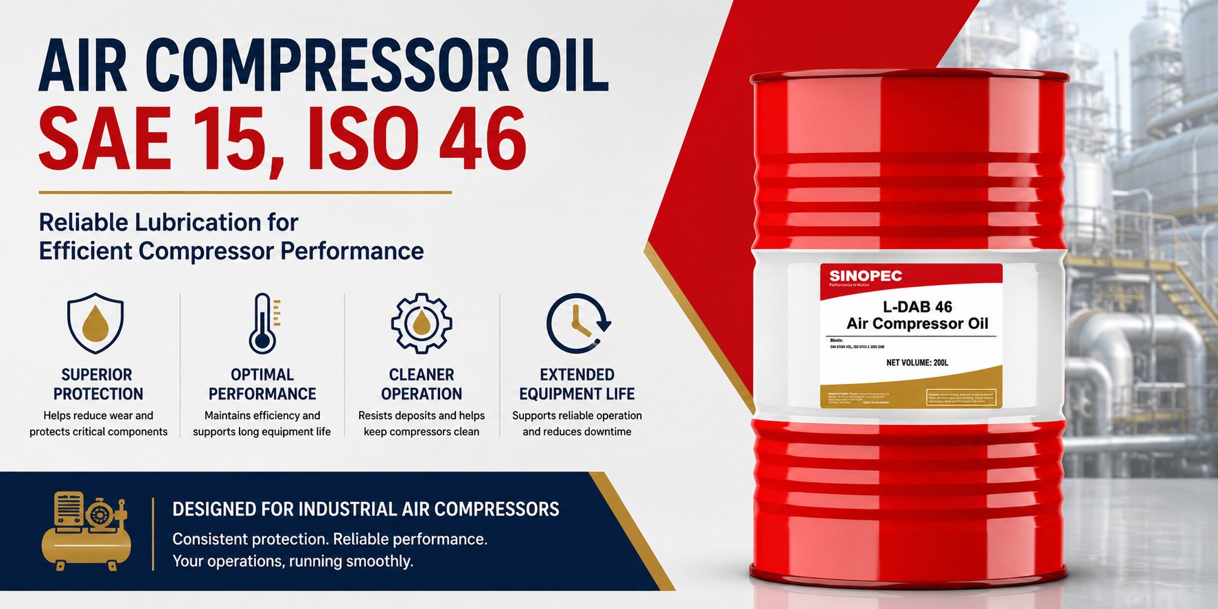 Air Compressor Oil SAE 15 (ISO VG 46): Choosing the Right Lubricant for Medium-Duty Industrial Air Compressors