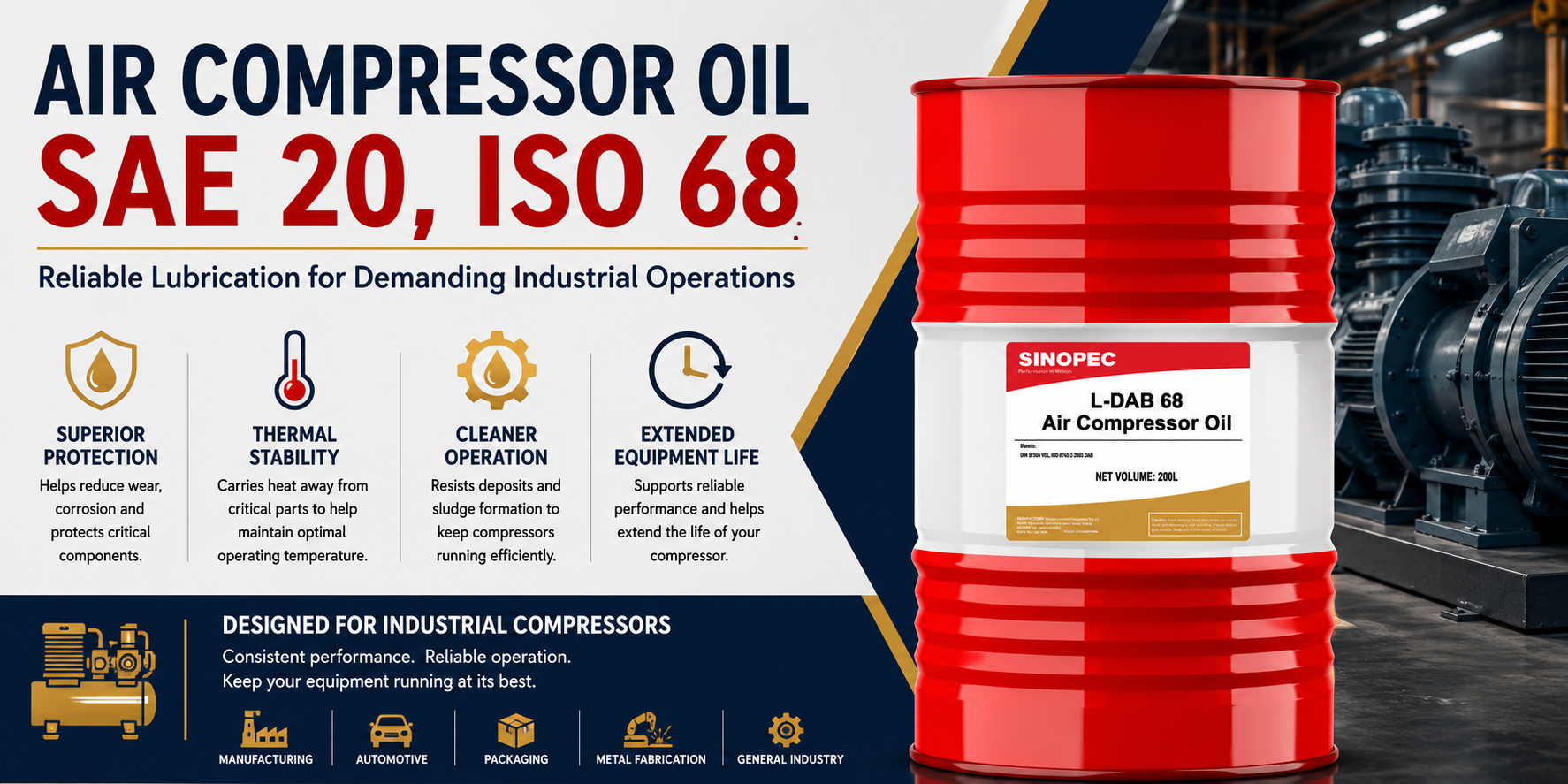 Air Compressor Oil SAE 20 (ISO VG 68): Why ISO 68 Is a Popular Choice for Industrial Air Compressors