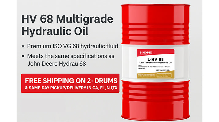 HV 68 Multigrade Hydraulic Oil, Equivalent performance to John Deere Hydrau 68