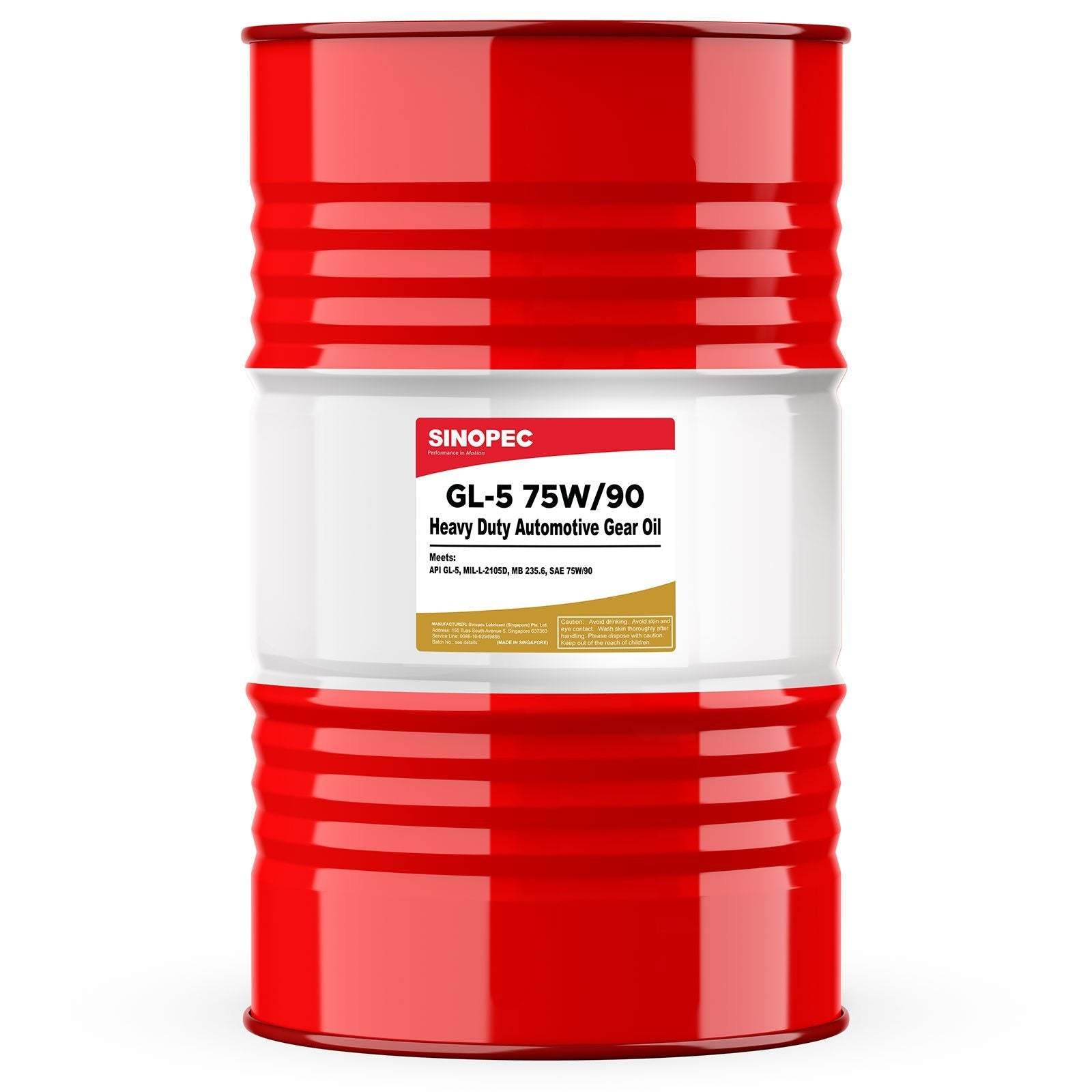 Synthetic GL-5 75W90 Heavy Duty Automotive Gear Oil Gear Oil SINOPEC 55 Gallon Drum