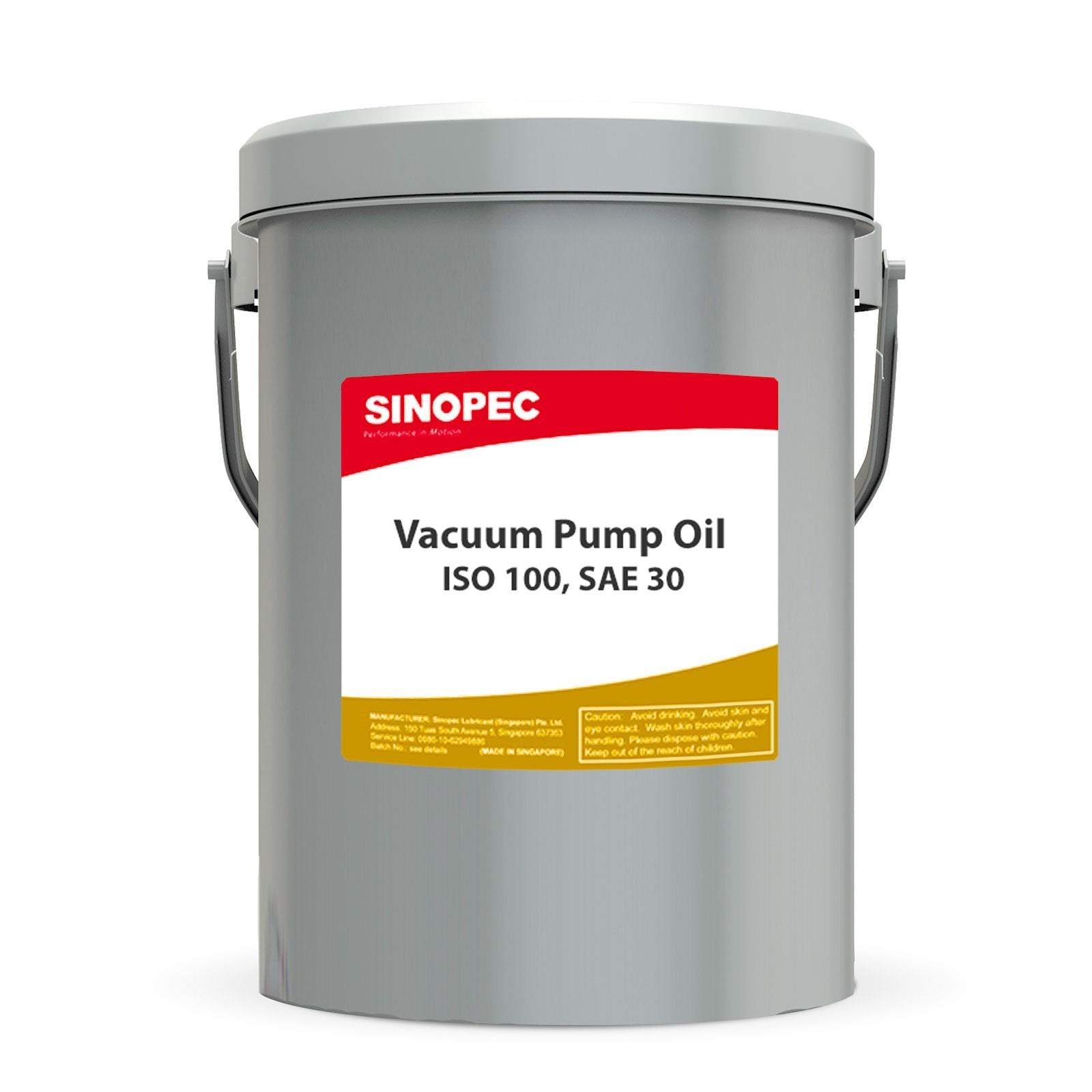 Vacuum Pump Oil - SAE 30, ISO 100 Compressor Oil Sinopec 5 Gallon Pail