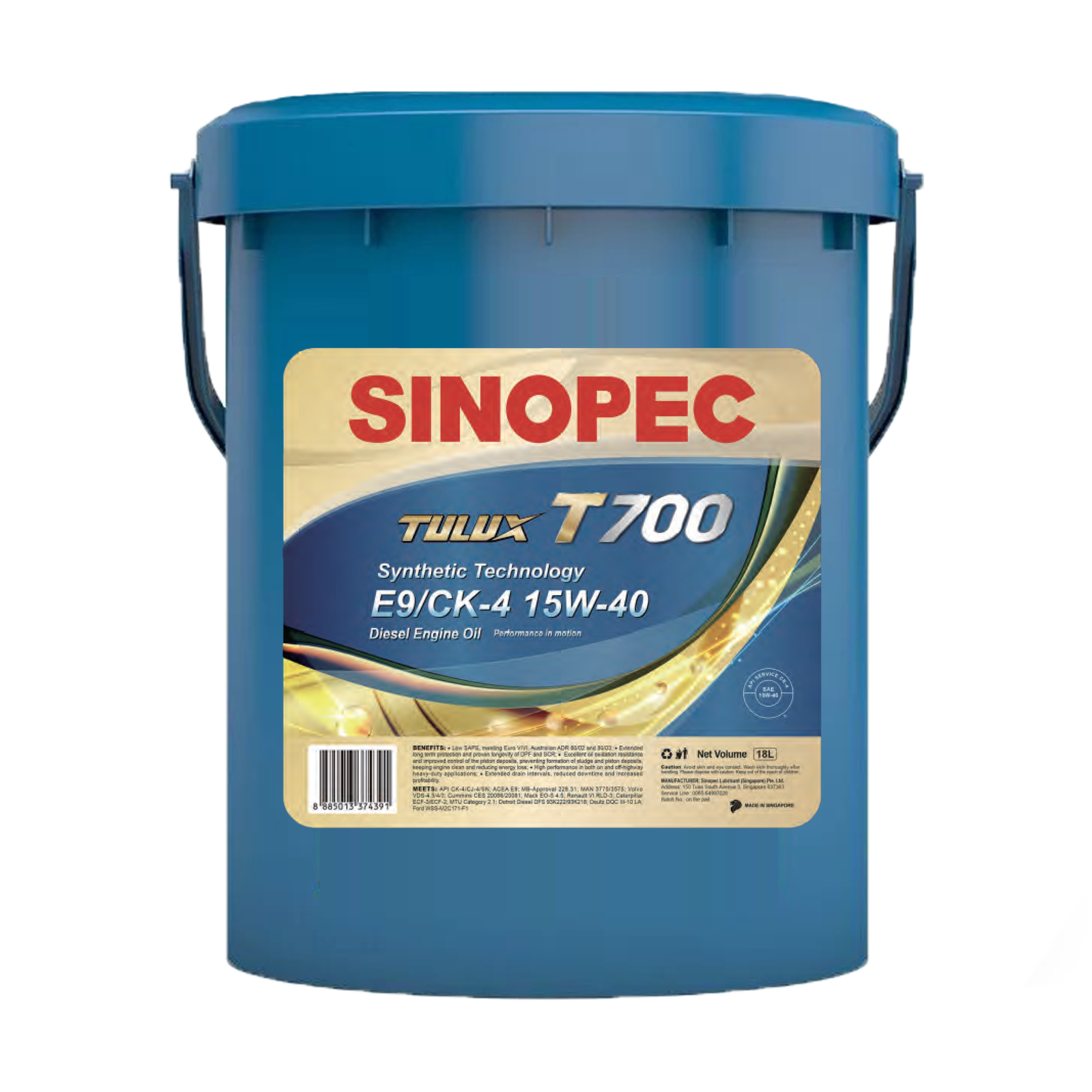 15W40 CK-4 Synthetic Diesel Engine Oil - 5 Gallon Pail