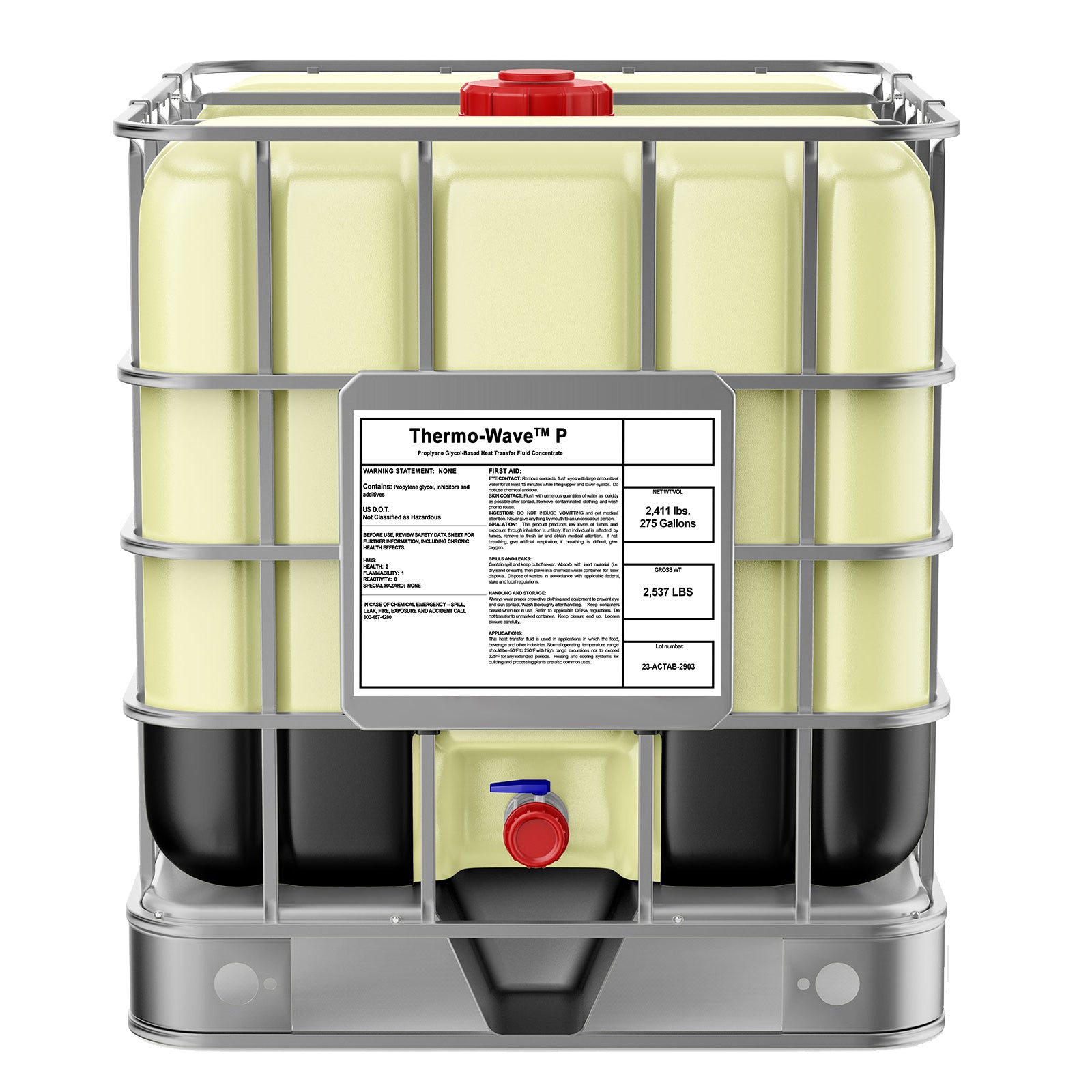 Propylene Glycol Heat Transfer Fluid Inhibited - 100% Concentrate - 275 Gallon Tote