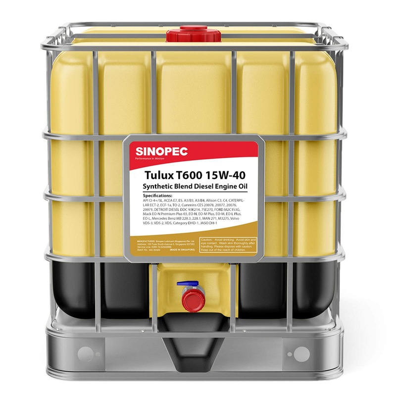 15W40 Blend Diesel Engine Oil-SINOPEC-Brand_Sinopec,Category_Diesel Engine Oil,Grade_15W40,rotella,Size_275 Gallon Tote,t600,Type_Synthetic Blend