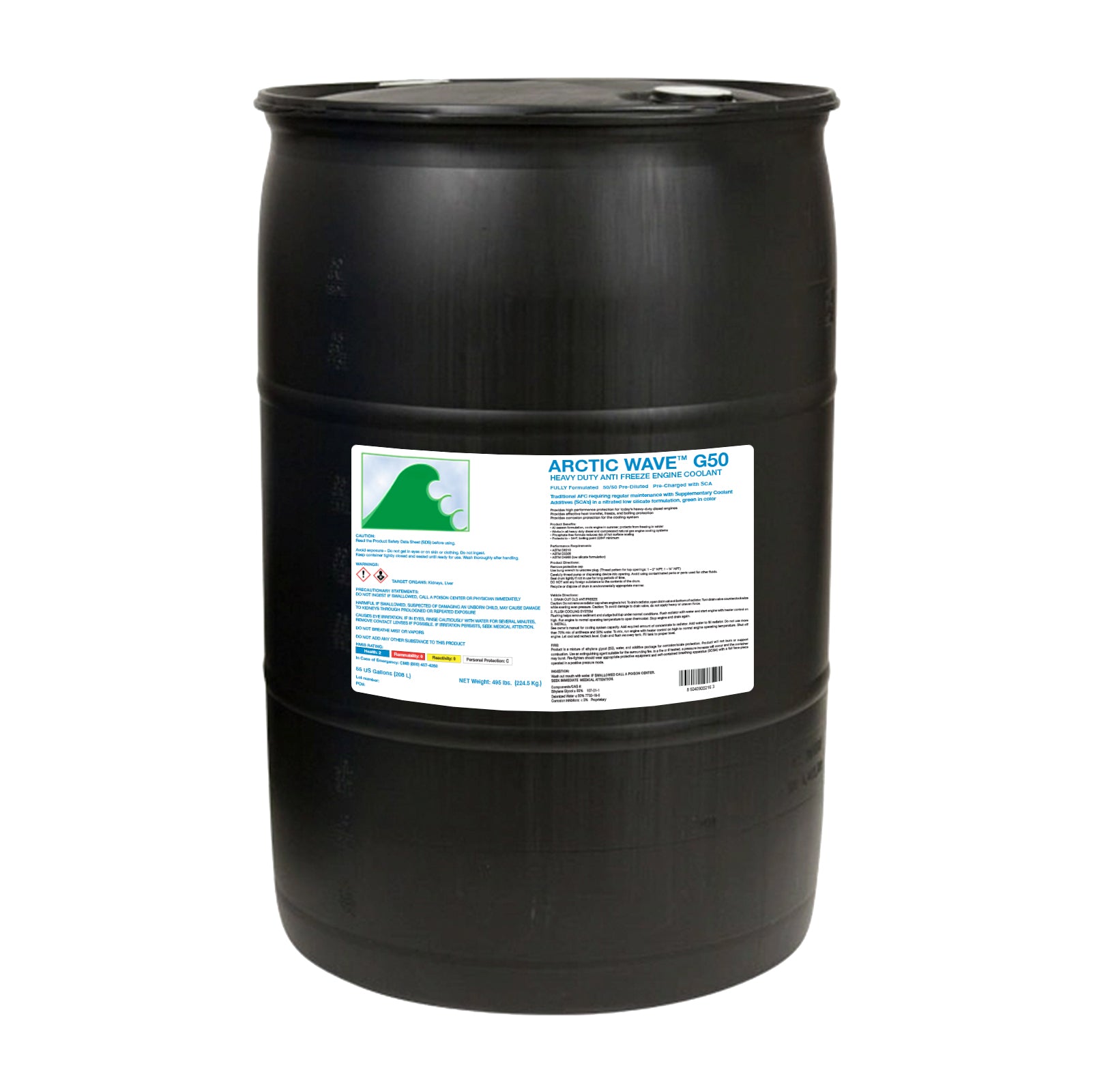 Heavy Duty SCA Precharged Antifreeze & Coolant - 50/50 - Green - 55 Gallon Drum