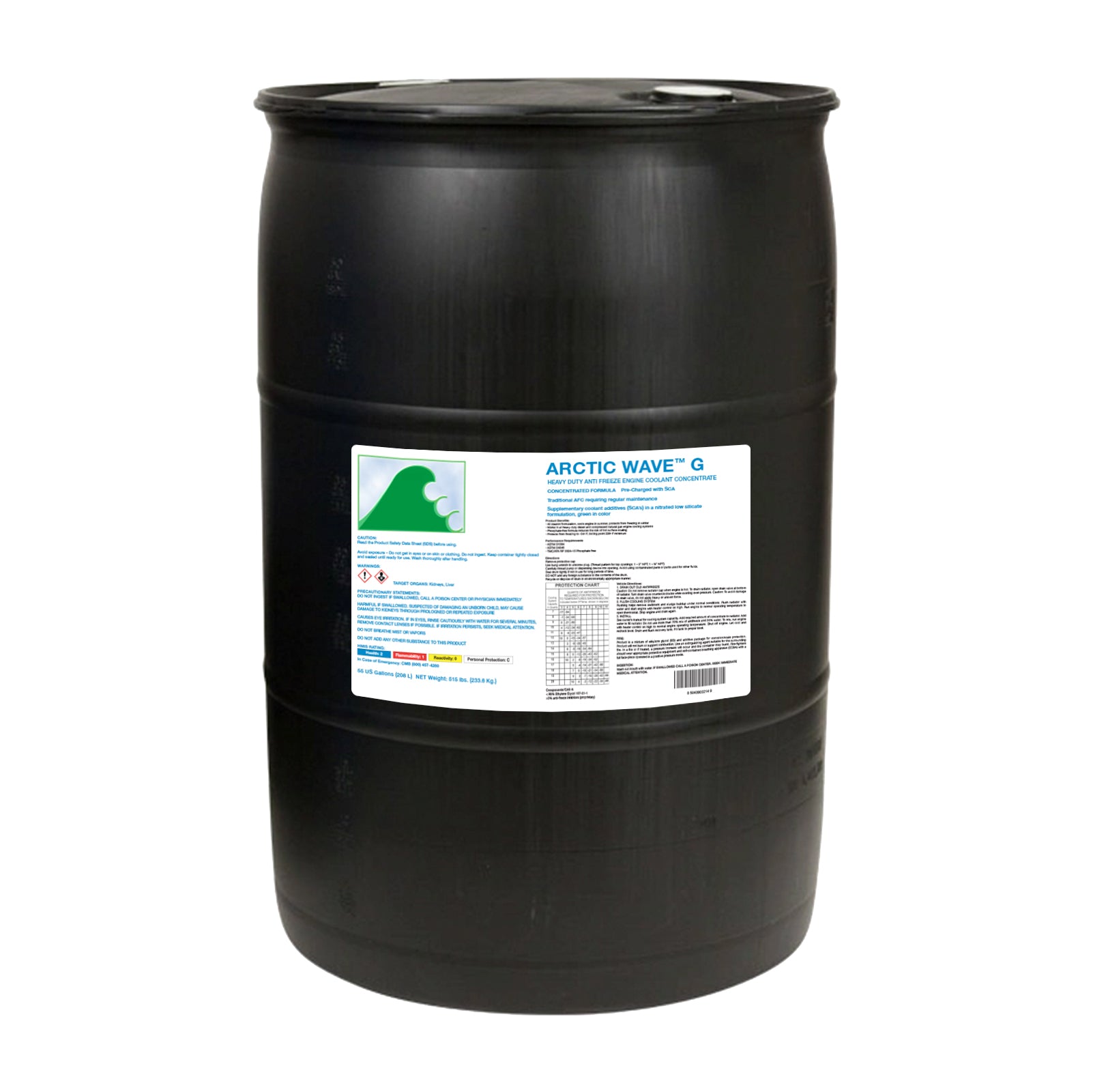 Green 100% Heavy Duty SCA Precharged Antifreeze - 55 Gallon