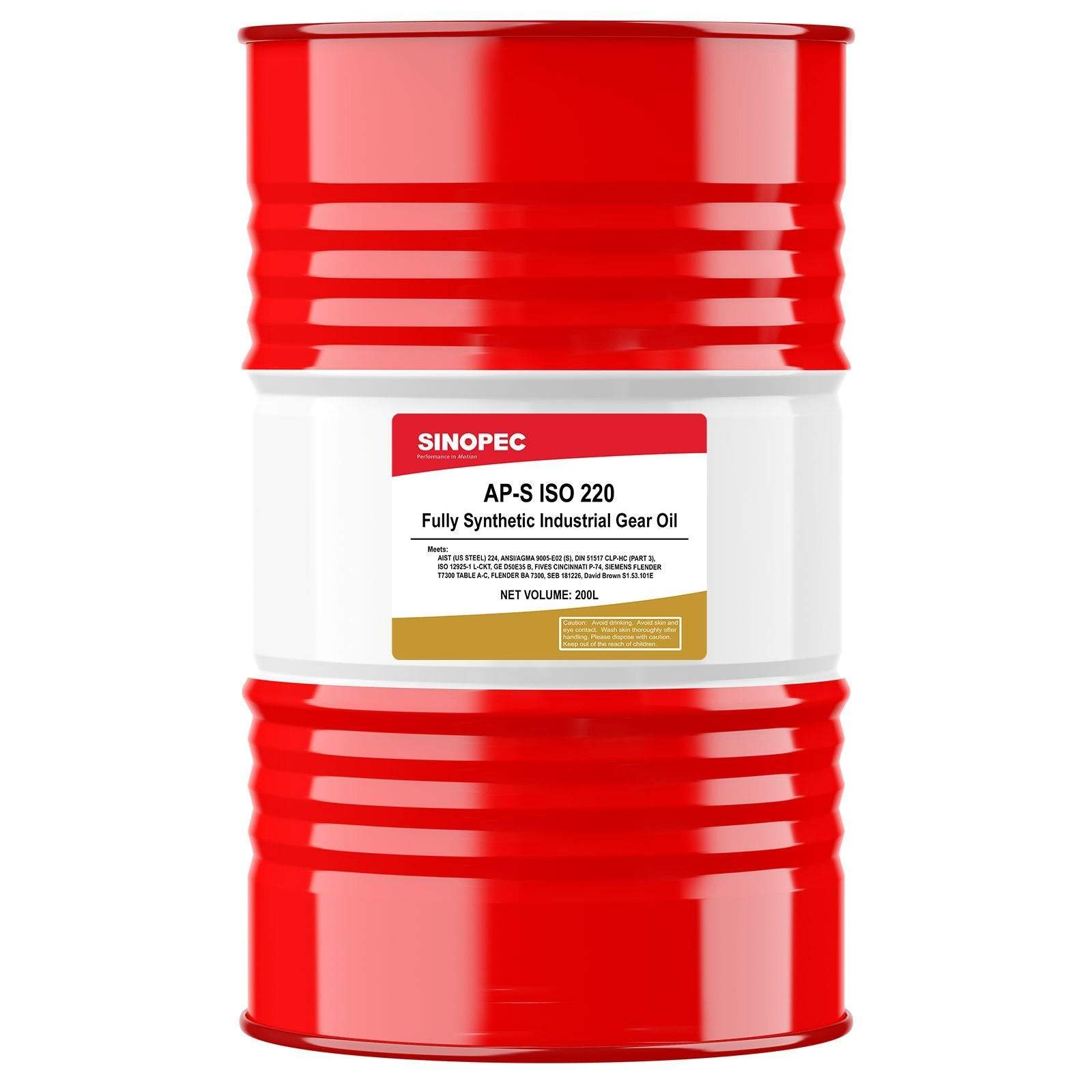 PAO Synthetic Industrial EP Gear Oil - ISO 220 Gear Oil SINOPEC 55 Gallon Drum 